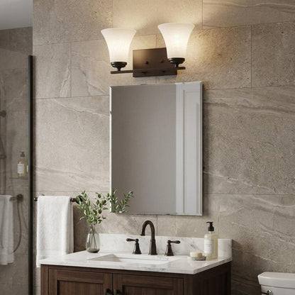 8" Antiqued Bronze Metal and Glass Vanity Flush Mounted Sconce HomeRoots
