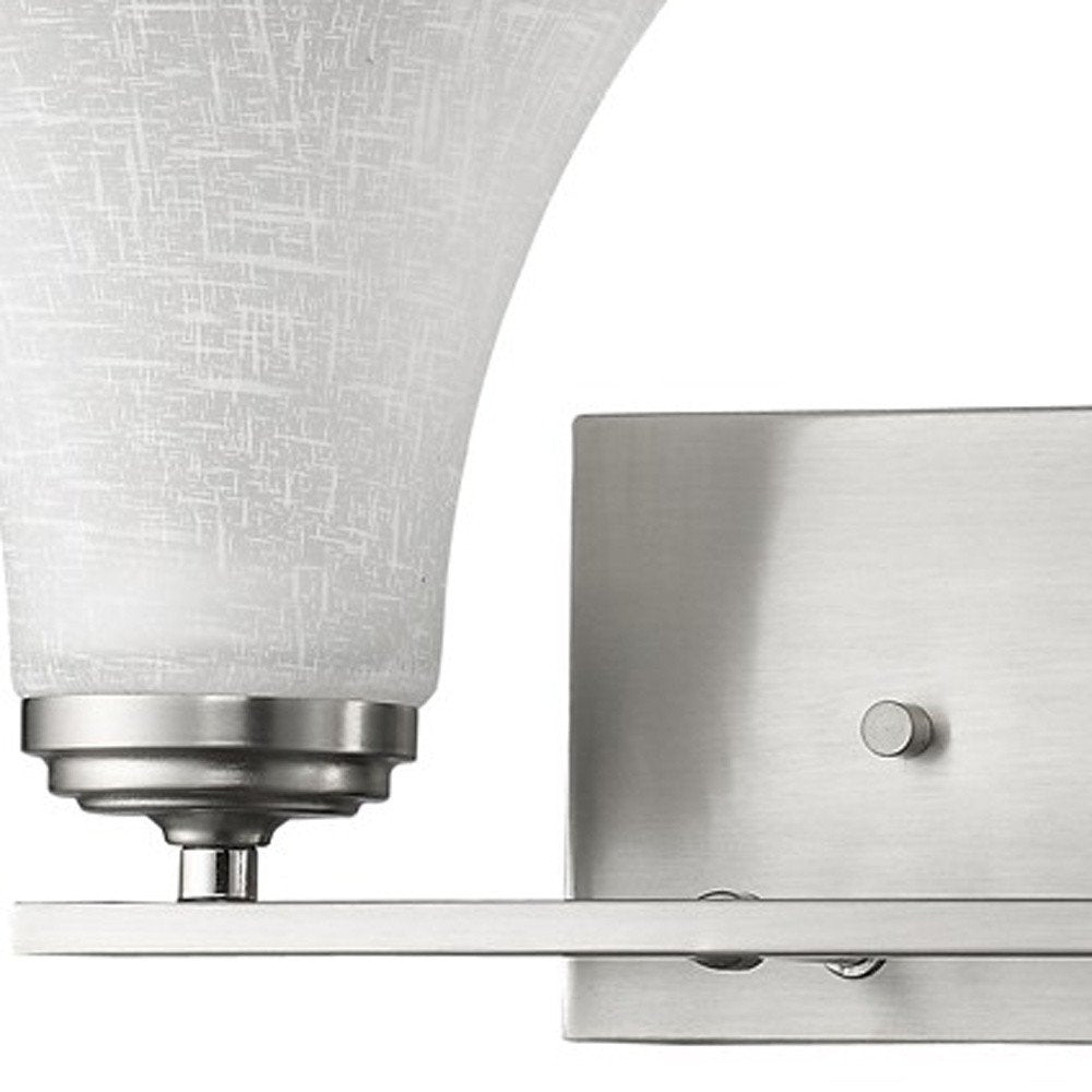 8" Silver And White Metal and Glass Vanity Flush Mounted Sconce HomeRoots