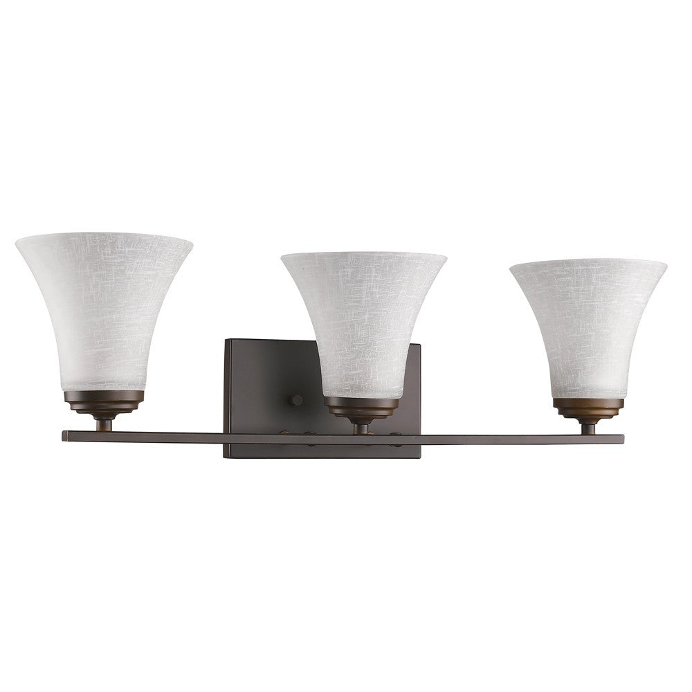 Three Light Bronze Wall Light with Tapered Glass Shade