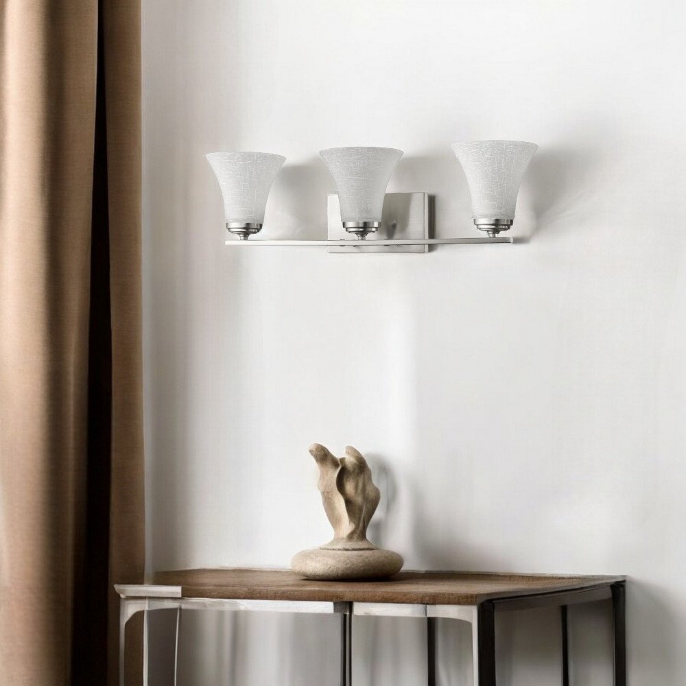 8" Silver And White Metal and Glass Vanity Flush Mounted Sconce HomeRoots