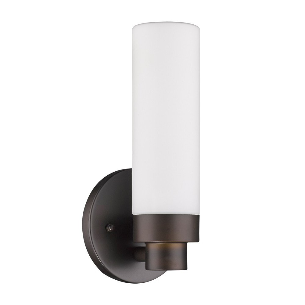 Bronze Wall Light with Narrow Frosted Glass Shade — view 3
