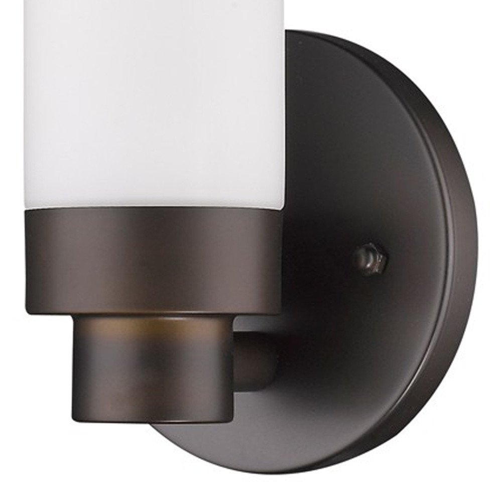 Bronze Wall Light with Narrow Frosted Glass Shade HomeRoots