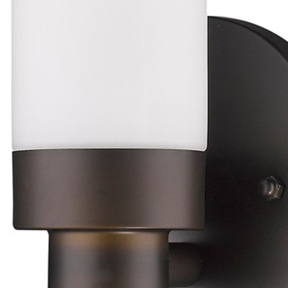 Bronze Wall Light with Narrow Frosted Glass Shade — view 5