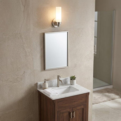 Silver Wall Light with Narrow Frosted Glass Shade HomeRoots