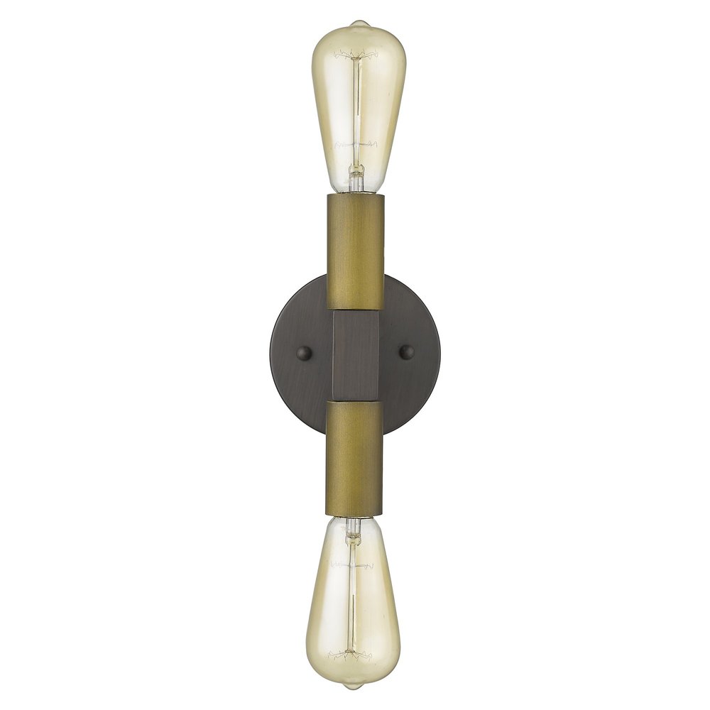 Two Light Brass and Wood Wall Sconce HomeRoots