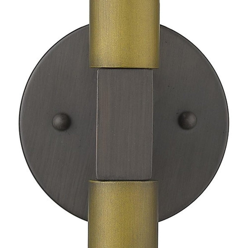 Two Light Brass and Wood Wall Sconce HomeRoots