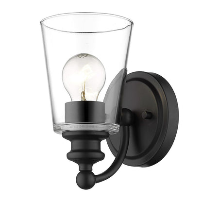 One Light Matte Black Glass Shade Wall Sconce HomeRoots