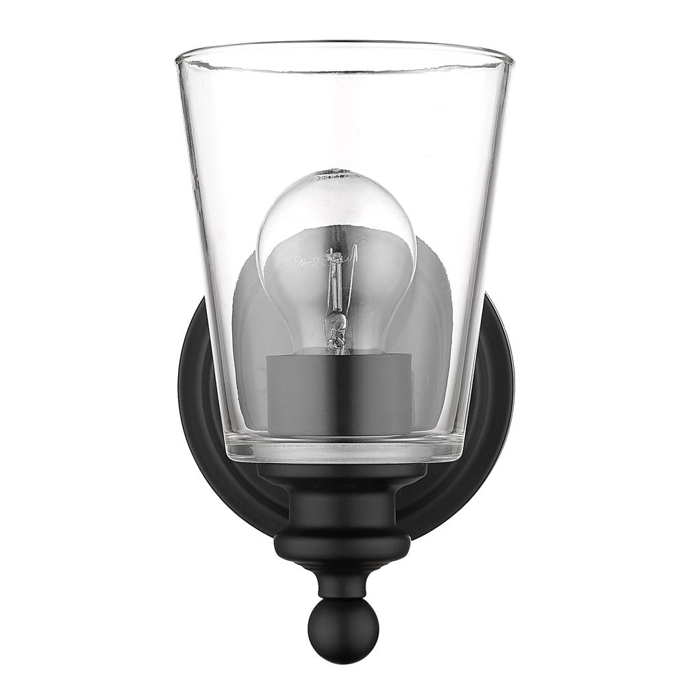 One Light Matte Black Glass Shade Wall Sconce HomeRoots