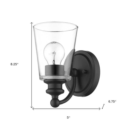 One Light Matte Black Glass Shade Wall Sconce HomeRoots