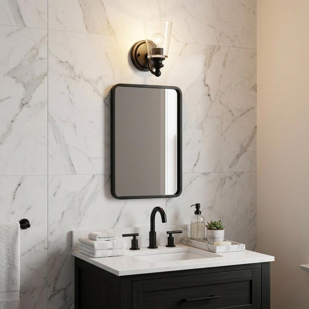 One Light Matte Black Glass Shade Wall Sconce HomeRoots