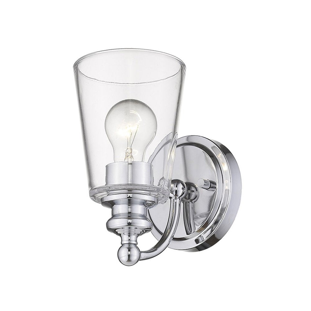 One Light Silver Glass Shade Wall Sconce — view 1