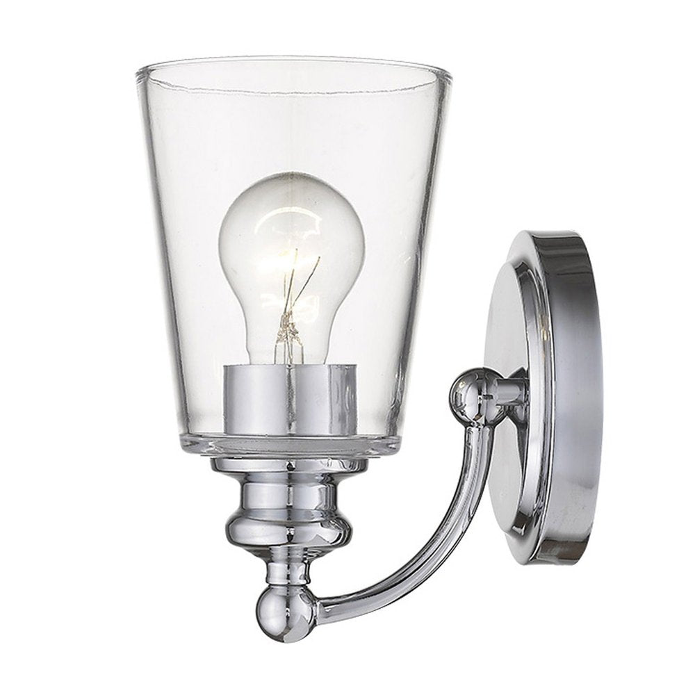 One Light Silver Glass Shade Wall Sconce — view 2