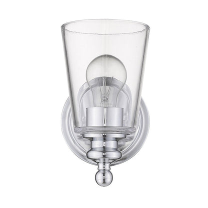 One Light Silver Glass Shade Wall Sconce HomeRoots