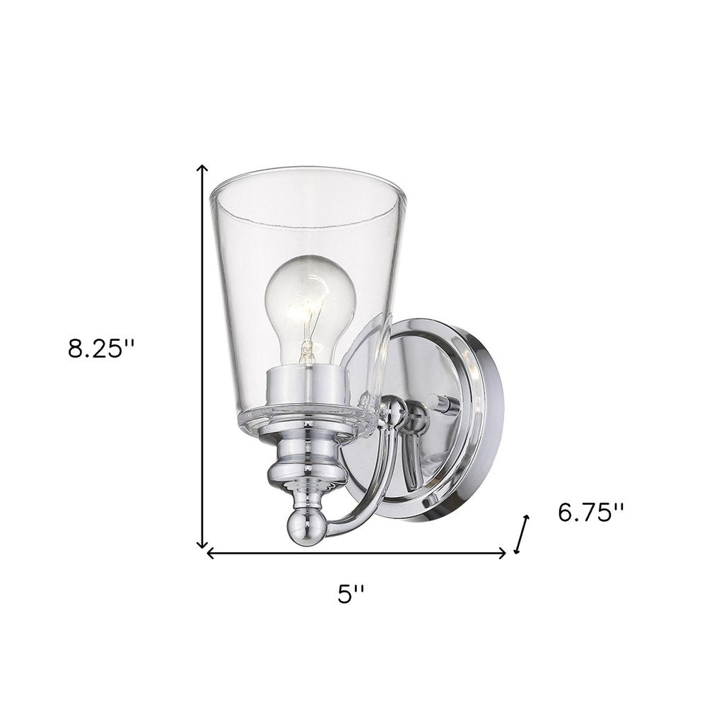 One Light Silver Glass Shade Wall Sconce — view 5