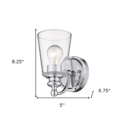 One Light Silver Glass Shade Wall Sconce HomeRoots