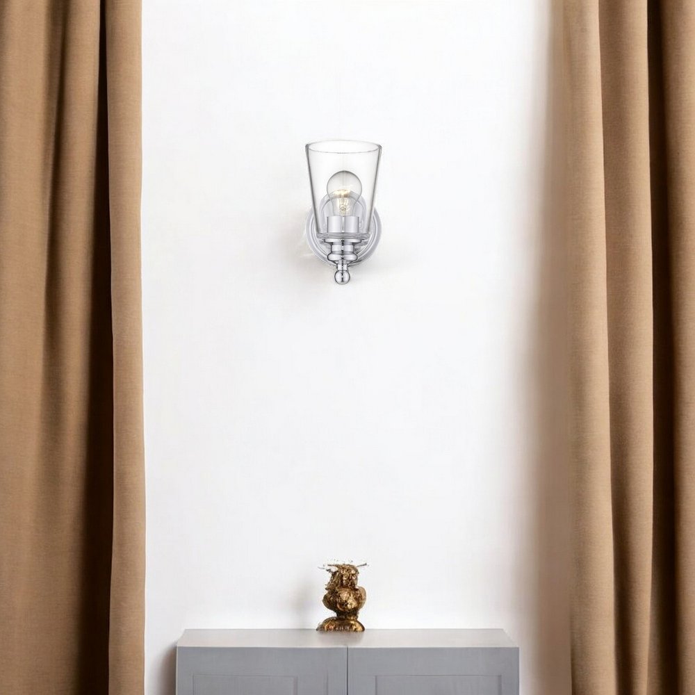 One Light Silver Glass Shade Wall Sconce HomeRoots