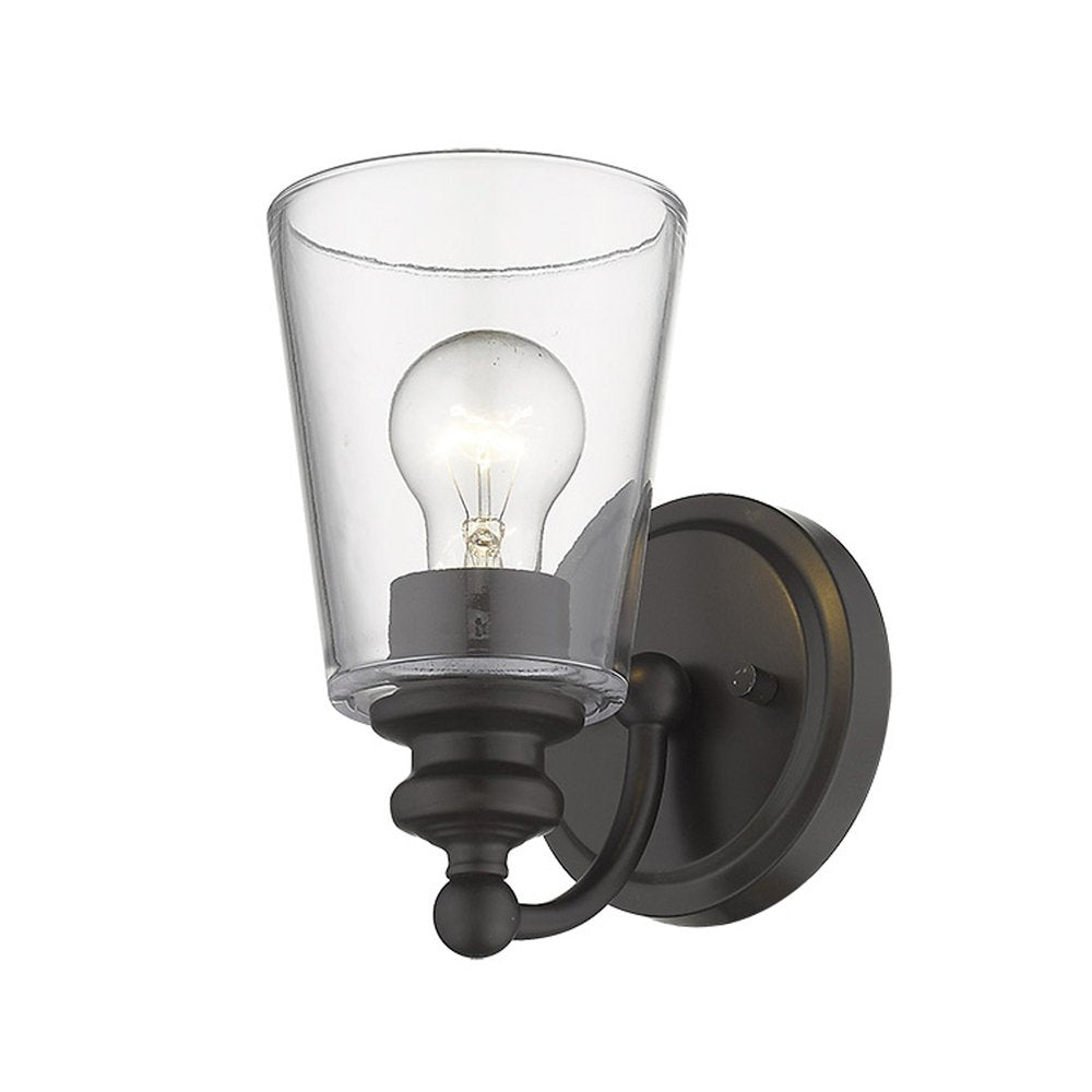 One Light Antique Bronze Glass Shade Wall Sconce HomeRoots