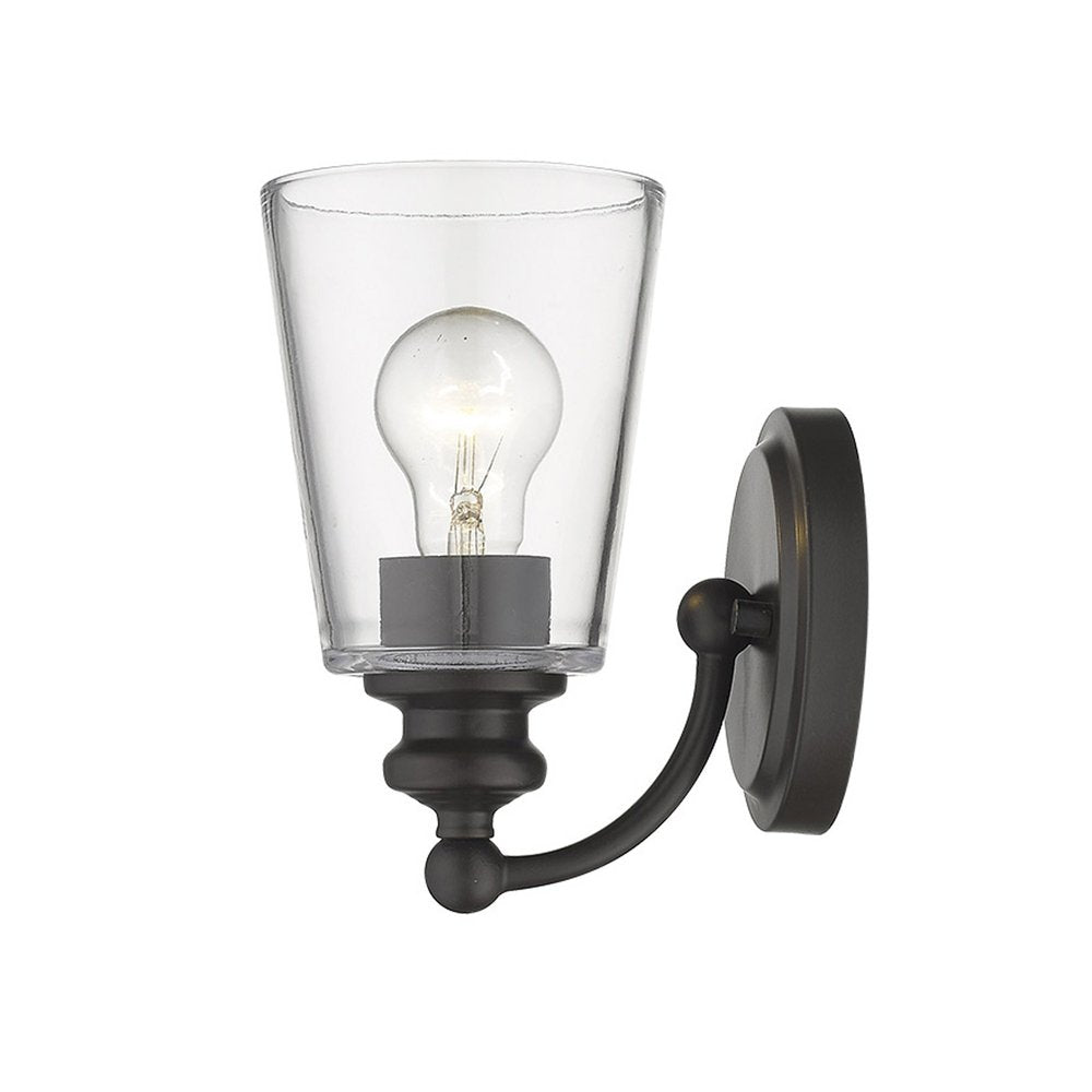 One Light Antique Bronze Glass Shade Wall Sconce — view 2