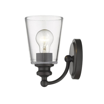 One Light Antique Bronze Glass Shade Wall Sconce HomeRoots