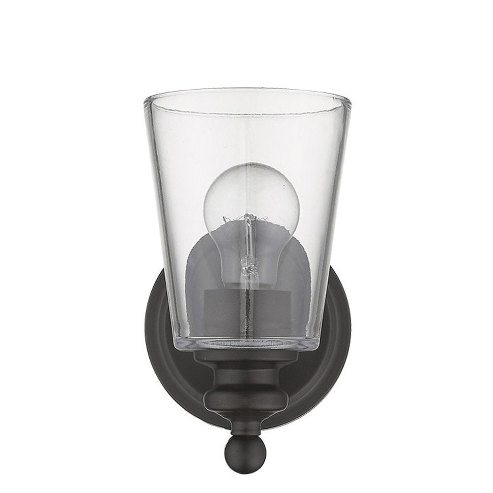 One Light Antique Bronze Glass Shade Wall Sconce — view 3