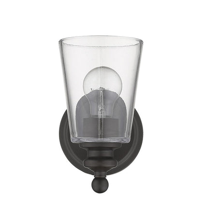 One Light Antique Bronze Glass Shade Wall Sconce HomeRoots