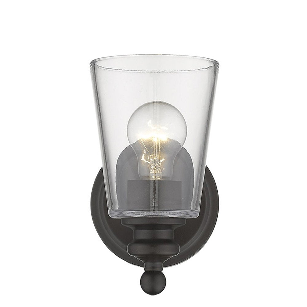 One Light Antique Bronze Glass Shade Wall Sconce HomeRoots