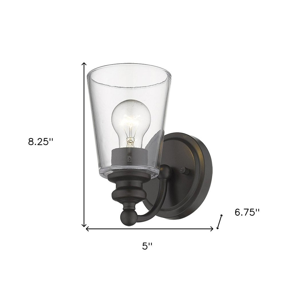 One Light Antique Bronze Glass Shade Wall Sconce HomeRoots