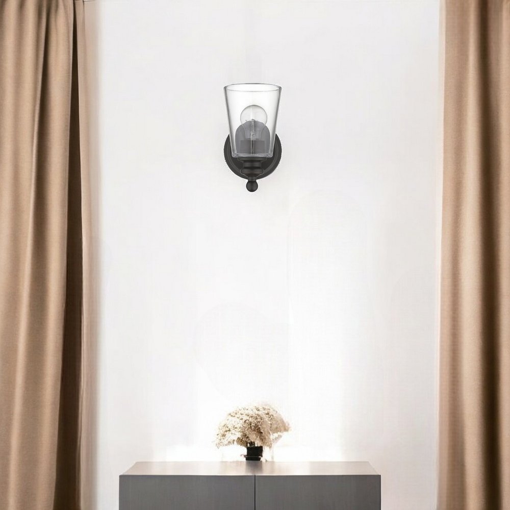 One Light Antique Bronze Glass Shade Wall Sconce HomeRoots