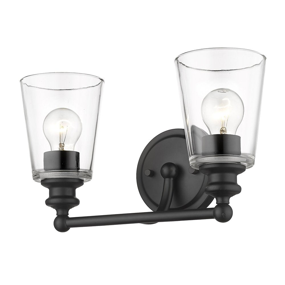 8" Black And Clear Metal Vanity Flush Mounted Sconce HomeRoots