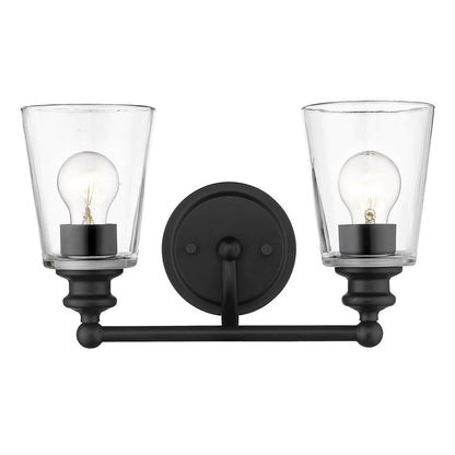 8" Black And Clear Metal Vanity Flush Mounted Sconce HomeRoots