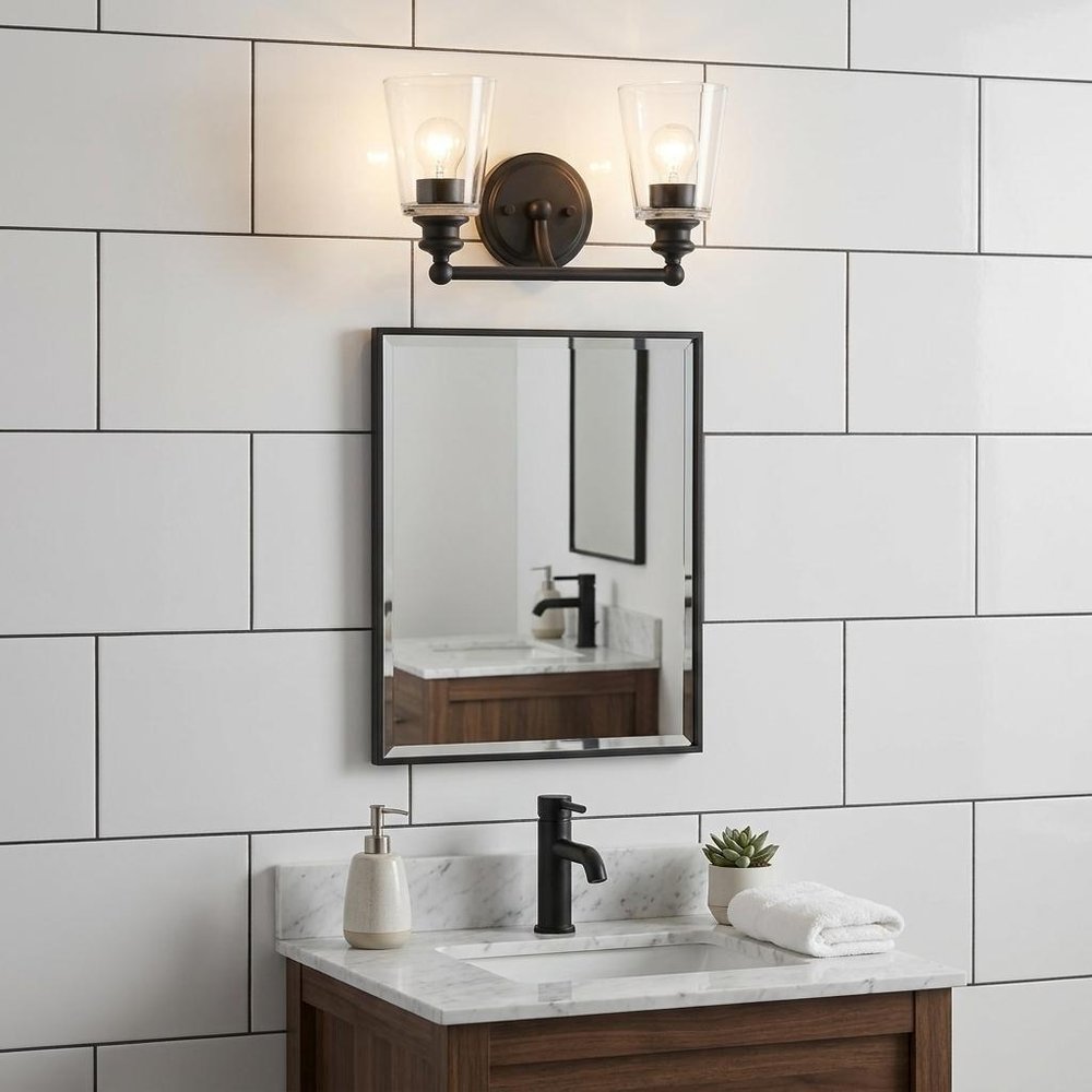 8" Black And Clear Metal Vanity Flush Mounted Sconce HomeRoots