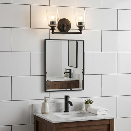 8" Black And Clear Metal Vanity Flush Mounted Sconce HomeRoots