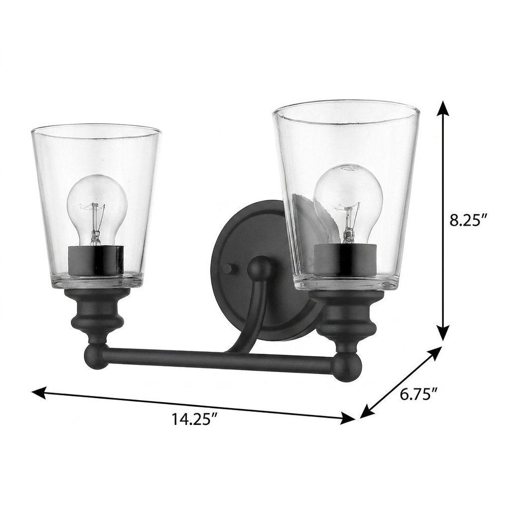 8" Black And Clear Metal Vanity Flush Mounted Sconce HomeRoots