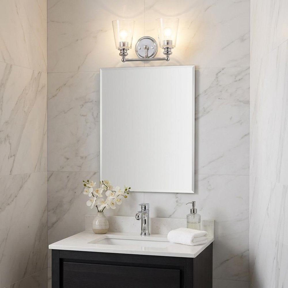 8" Silver And Clear Metal Vanity Flush Mounted Sconce HomeRoots