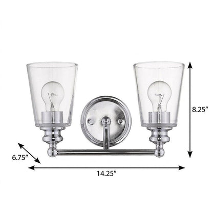 8" Silver And Clear Metal Vanity Flush Mounted Sconce HomeRoots