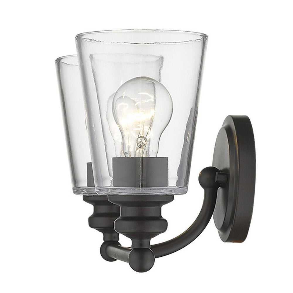 8" Black And Clear Metal Vanity Flush Mounted Sconce HomeRoots