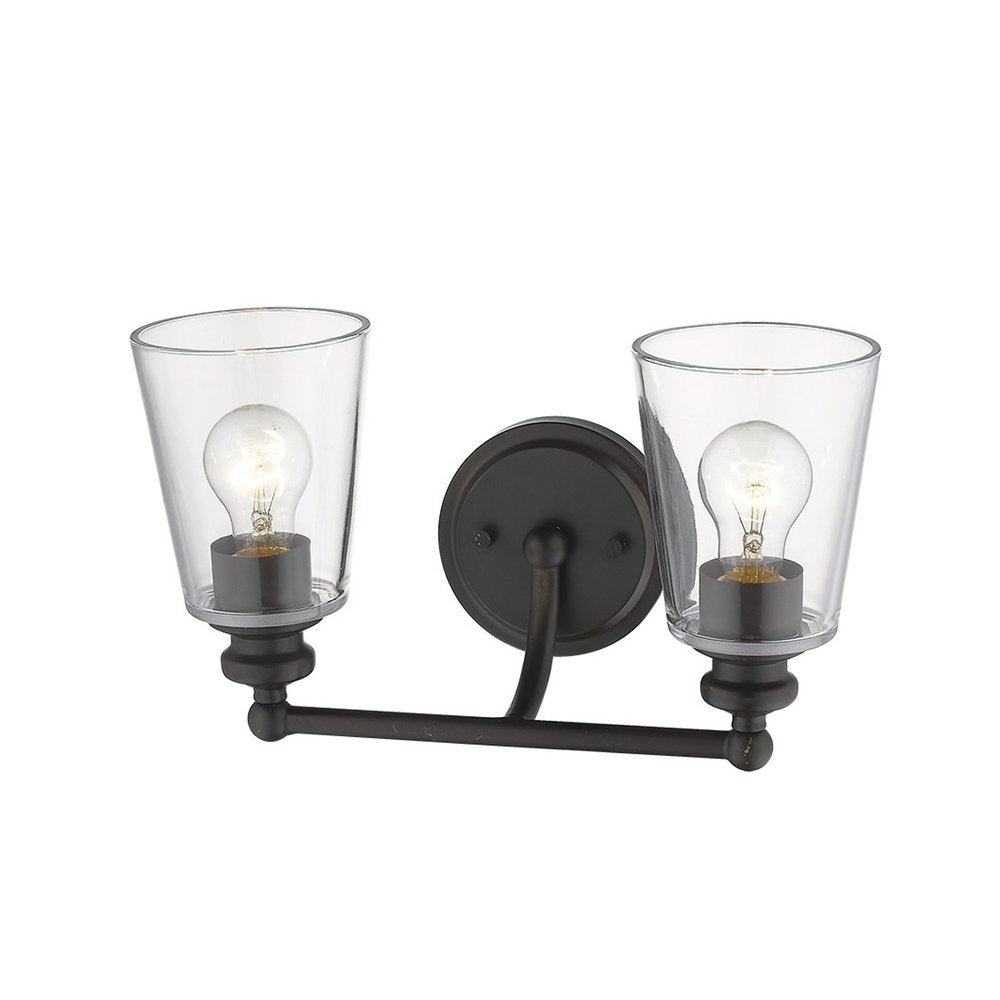 8" Black And Clear Metal Vanity Flush Mounted Sconce HomeRoots
