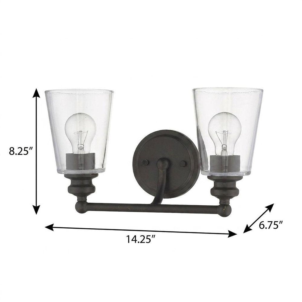 8" Black And Clear Metal Vanity Flush Mounted Sconce HomeRoots