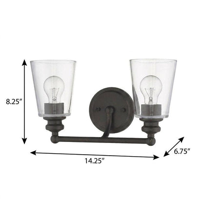 8" Black And Clear Metal Vanity Flush Mounted Sconce HomeRoots