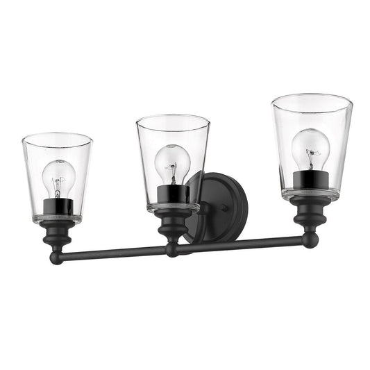 8" Black And Clear Metal Vanity Flush Mounted Sconce HomeRoots