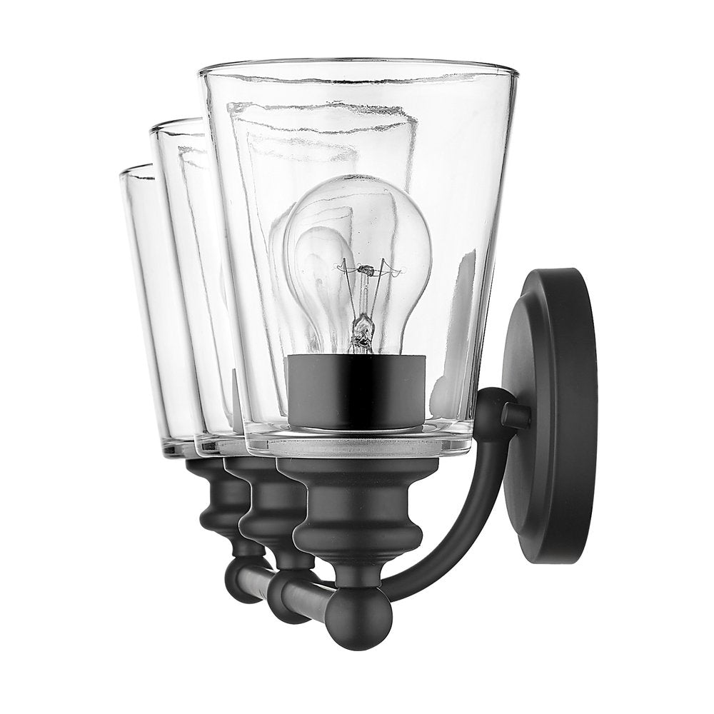8" Black And Clear Metal Vanity Flush Mounted Sconce HomeRoots