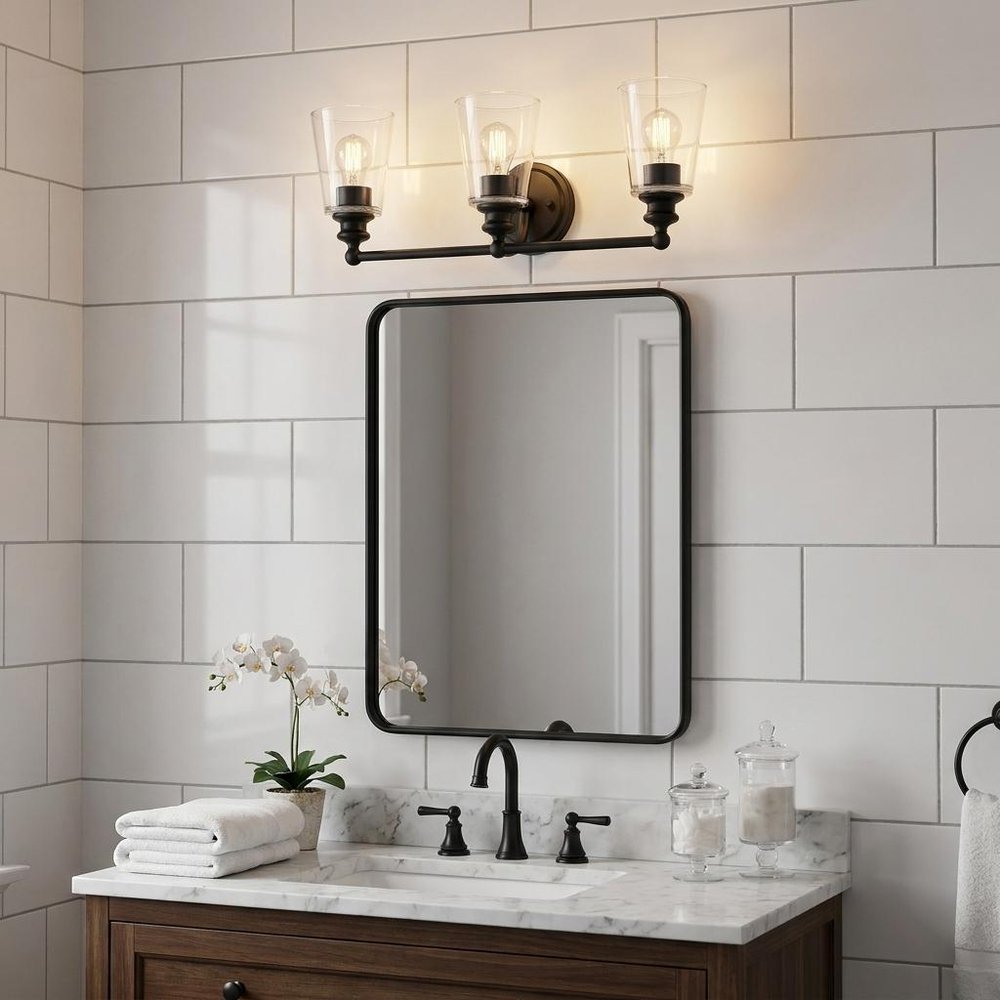 8" Black And Clear Metal Vanity Flush Mounted Sconce HomeRoots
