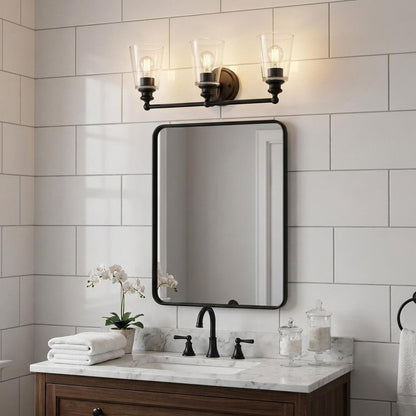 8" Black And Clear Metal Vanity Flush Mounted Sconce HomeRoots