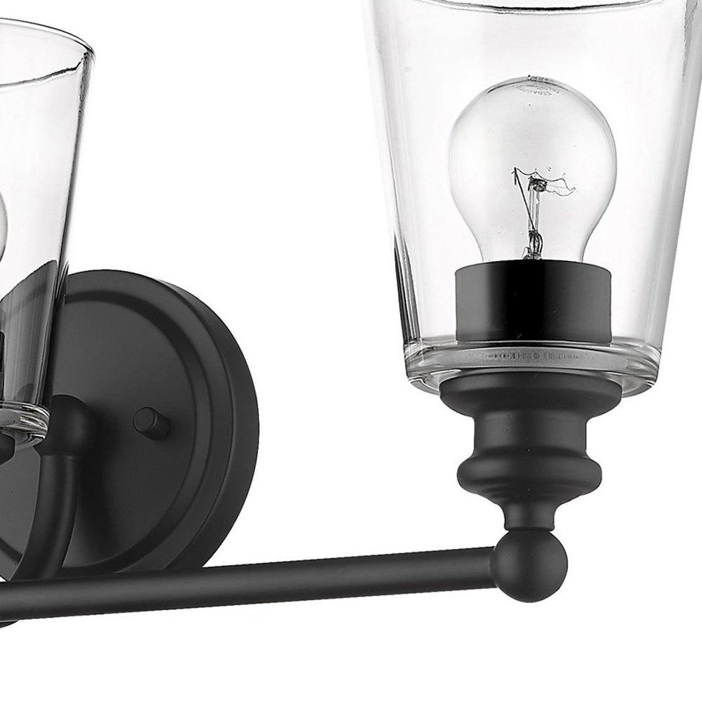 8" Black And Clear Metal Vanity Flush Mounted Sconce HomeRoots