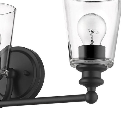 8" Black And Clear Metal Vanity Flush Mounted Sconce HomeRoots