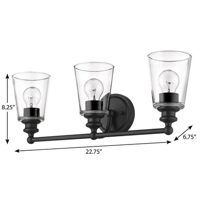 8" Black And Clear Metal Vanity Flush Mounted Sconce HomeRoots