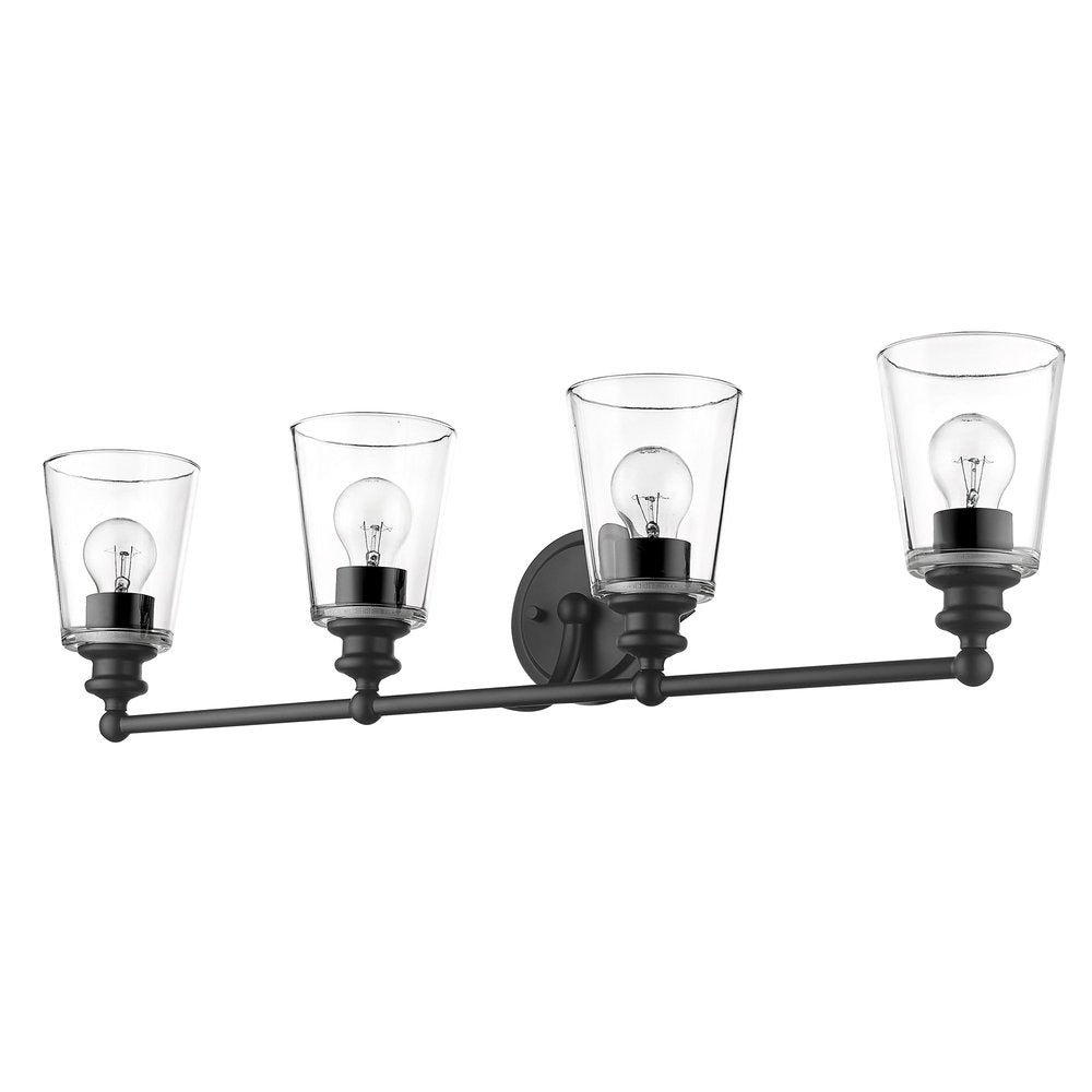 8" Black And Clear Metal and Glass Vanity Flush Mounted Sconce HomeRoots