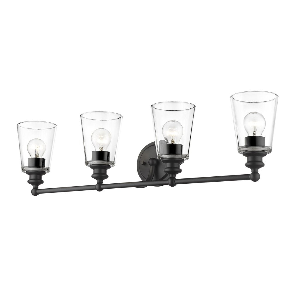 8" Black And Clear Metal and Glass Vanity Flush Mounted Sconce HomeRoots