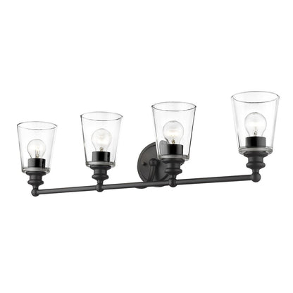 8" Black And Clear Metal and Glass Vanity Flush Mounted Sconce HomeRoots