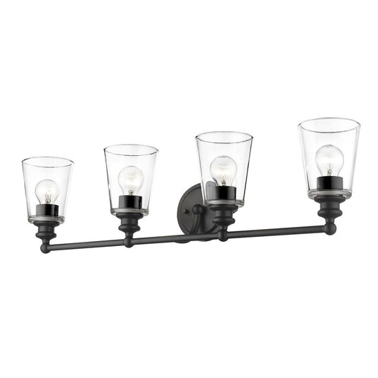 8" Black And Clear Metal and Glass Vanity Flush Mounted Sconce HomeRoots